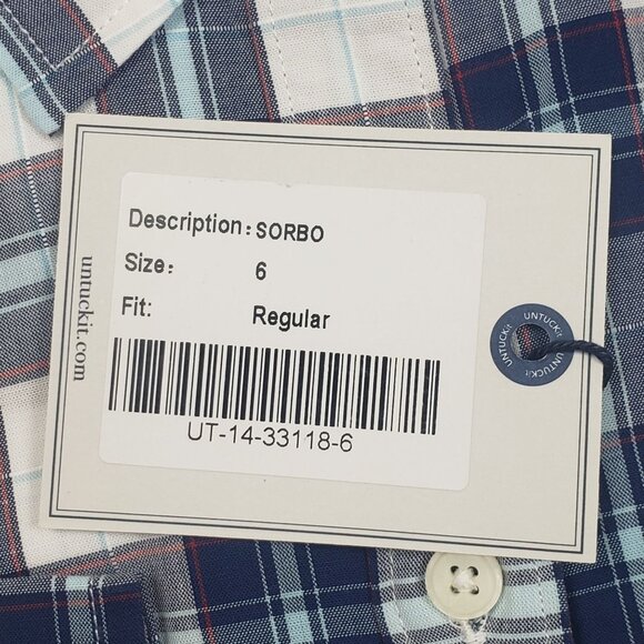UNTUCKit Sorbo Shirt Women's 6 Cotton Button Up Blue White Red Plaid Regular Fit - Picture 3 of 16